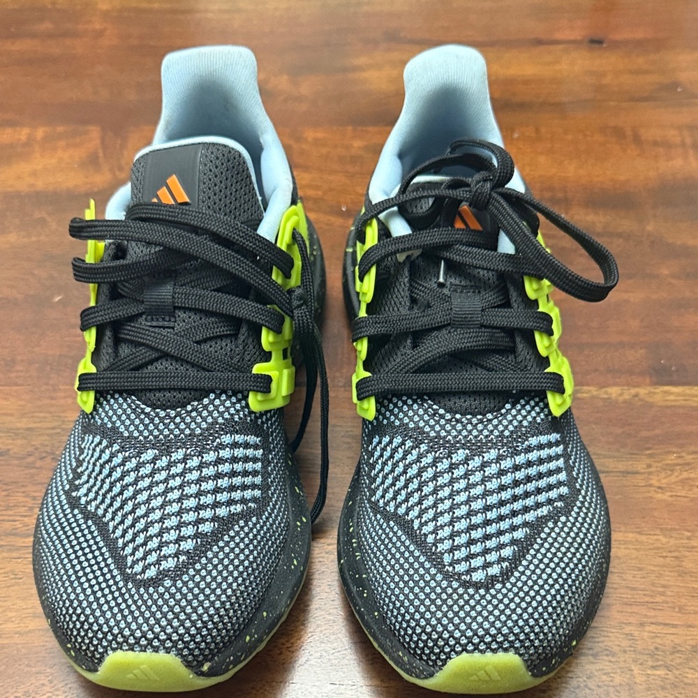 Adidas Kids Black and Neon Green Sneakers